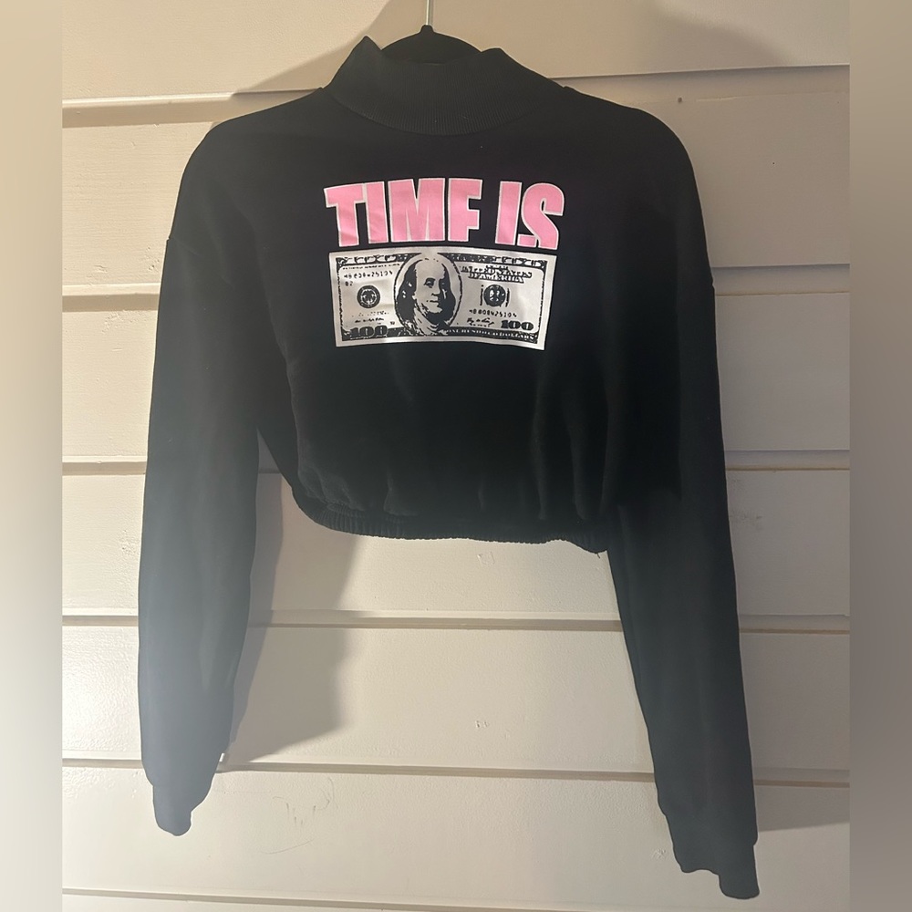 SHEIN collar graphic print crop sweatshirt